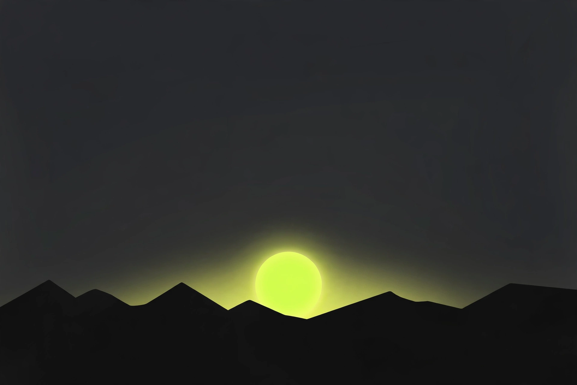Sunrise over mountain silhouettes in lime green